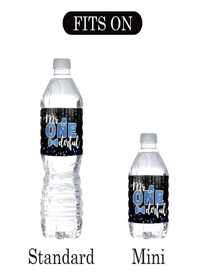 MonMon & Craft Boy 1st Birthday Water Bottle Stickers - Gender Reveal Bottle Wrappers - It's a Boy Mr Onederful Bottle Labels Supplies/Baby Shower Party Water Labels Decor Waterproof (Set of 32) - Image 3