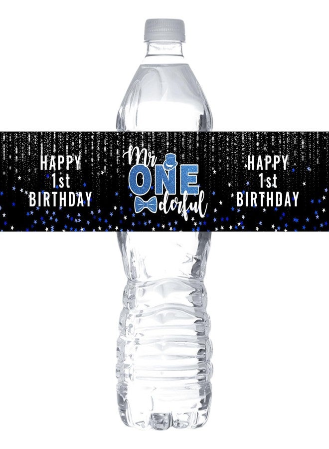 MonMon & Craft Boy 1st Birthday Water Bottle Stickers - Gender Reveal Bottle Wrappers - It's a Boy Mr Onederful Bottle Labels Supplies/Baby Shower Party Water Labels Decor Waterproof (Set of 32) - Image 1