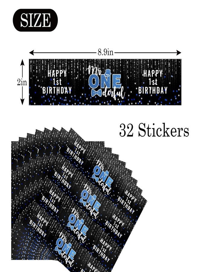 MonMon & Craft Boy 1st Birthday Water Bottle Stickers - Gender Reveal Bottle Wrappers - It's a Boy Mr Onederful Bottle Labels Supplies/Baby Shower Party Water Labels Decor Waterproof (Set of 32) - Image 2