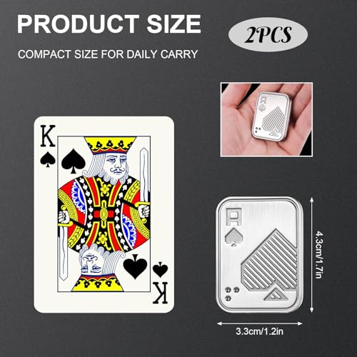 Guiqulai 2 Pcs Metal Poker Fidget SliderMagnetic EDC Fidget ToysStress Relief Poker Push CardCool Metal Fidget Toy Manually Rotate ToysOffice Tabletop Decompression Toys for Adults Teens Men - Image 5