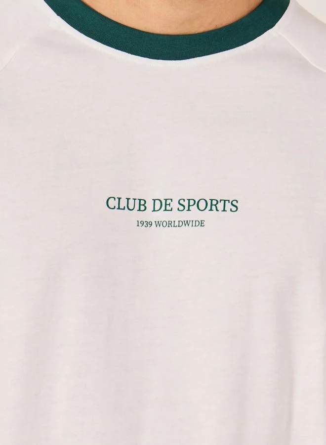 Styli Printed Raglan Sleeves Oversized T-Shirt