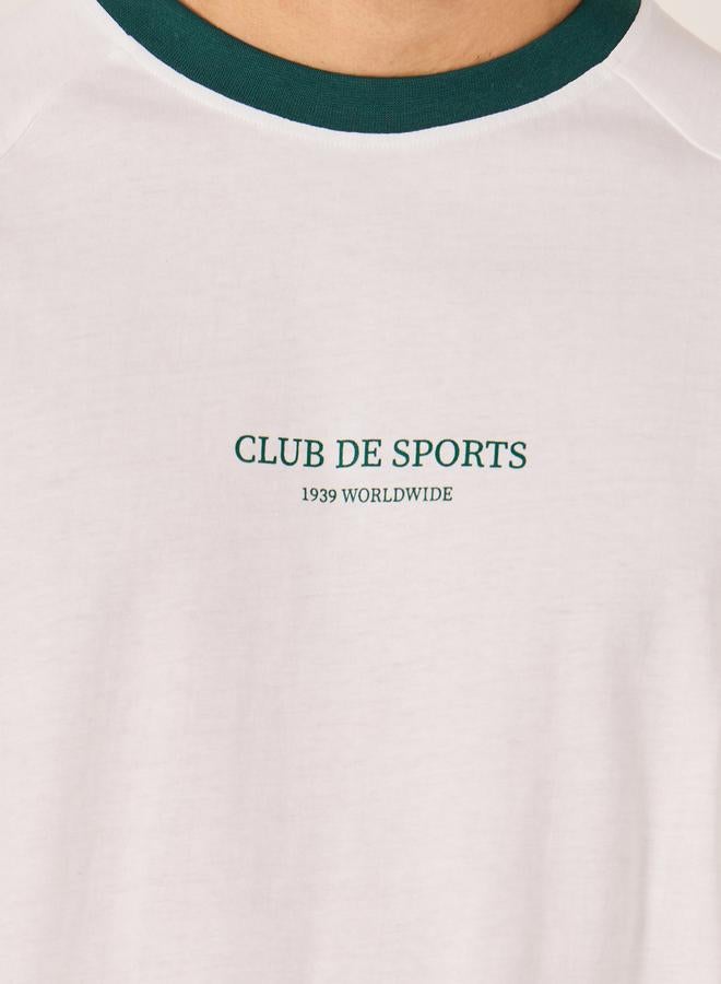 Styli Printed Raglan Sleeves Oversized T-Shirt  - Image 3
