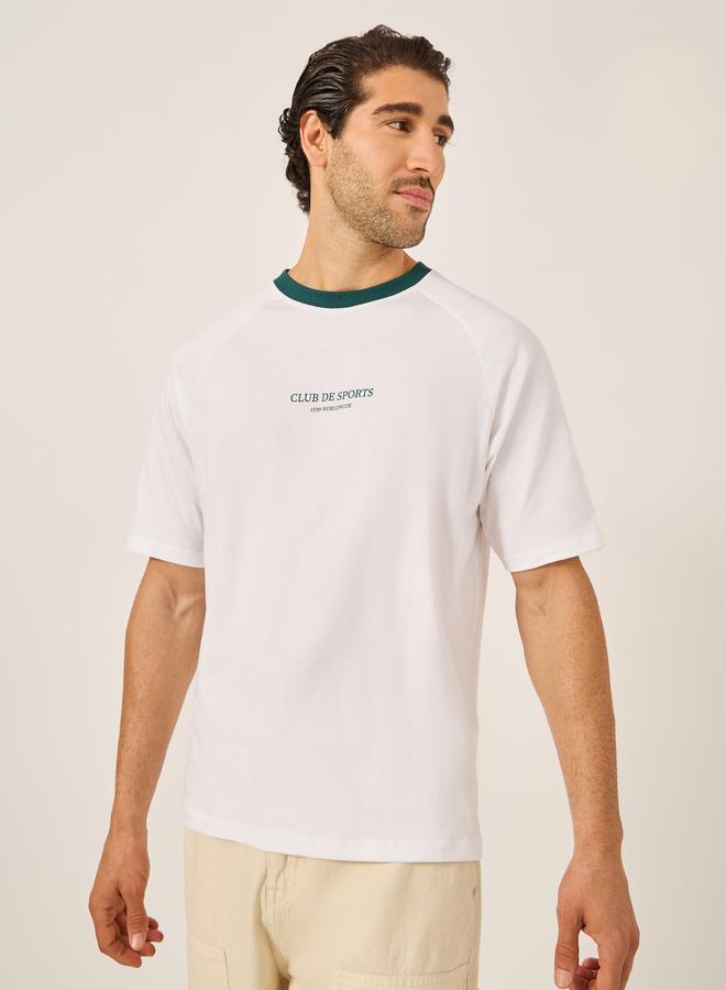 Styli Printed Raglan Sleeves Oversized T-Shirt  - Image 1