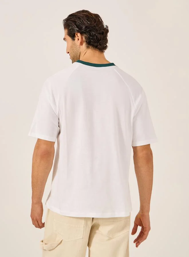 Styli Printed Raglan Sleeves Oversized T-Shirt