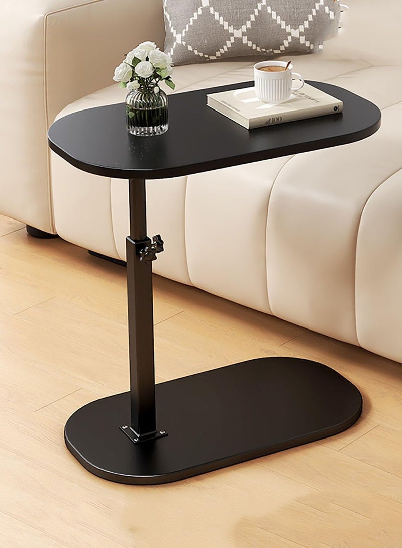 XiuWoo Side Table Wooden Small Coffee Table Sofa Table C Shape Height Adjustable Couch Mobile Coffee Table Small Side Table Laptop Stand for Living Room Bedroom Black - Image 1