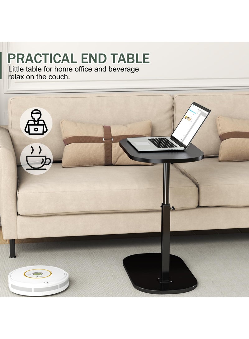 XiuWoo Side Table Wooden Small Coffee Table Sofa Table C Shape Height Adjustable Couch Mobile Coffee Table Small Side Table Laptop Stand for Living Room Bedroom Black - Image 5