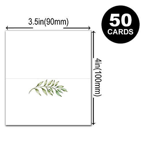 None/Brand 50 Pack Greenery Wedding Name Place Cards - 2 x 3.5 Inches - Image 3