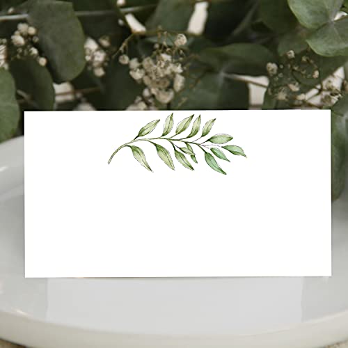 None/Brand 50 Pack Greenery Wedding Name Place Cards - 2 x 3.5 Inches - Image 2
