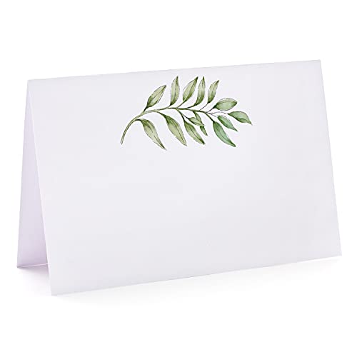 None/Brand 50 Pack Greenery Wedding Name Place Cards - 2 x 3.5 Inches - Image 1