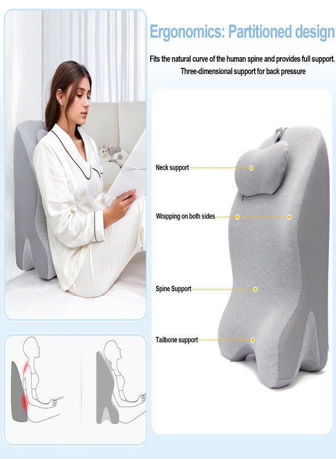 Generic Adult Ergonomic Memory Foam Bed Triangle Wedge Pillow Headboard for Sitting up Back Neck Pain Relief with Face Down Massage Prone Pillow Function for Reading, with Washable Cover (Grey) - Image 3