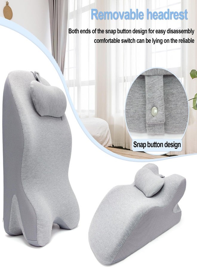 Generic Adult Ergonomic Memory Foam Bed Triangle Wedge Pillow Headboard for Sitting up Back Neck Pain Relief with Face Down Massage Prone Pillow Function for Reading, with Washable Cover (Grey) - Image 5