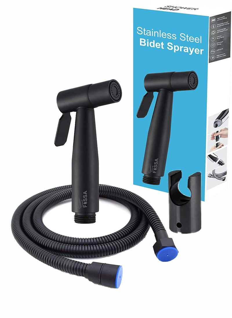 FOSSA Fossa Hand Held Bidet Sprayer Premium Stainless Steel Sprayer - Health Faucet for Toilet, with SS 1 Mtr Hose Pipe (Black)  - Image 1