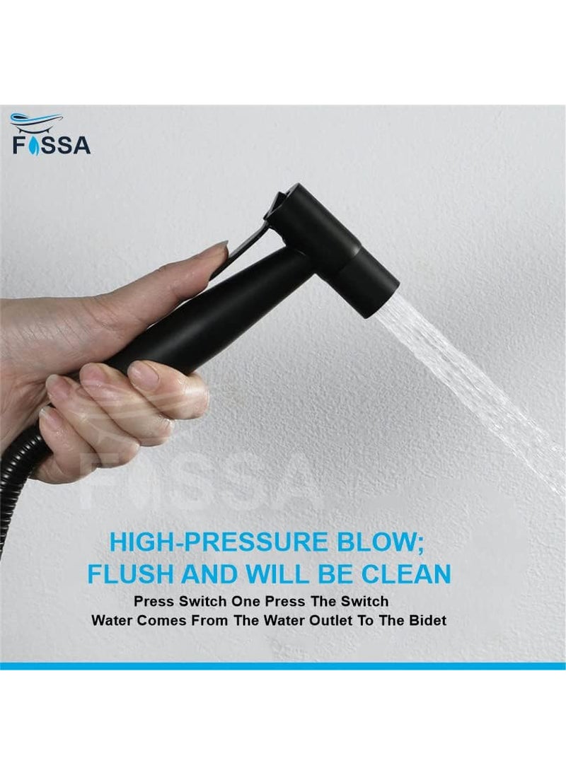 FOSSA Fossa Hand Held Bidet Sprayer Premium Stainless Steel Sprayer - Health Faucet for Toilet, with SS 1 Mtr Hose Pipe (Black)  - Image 4