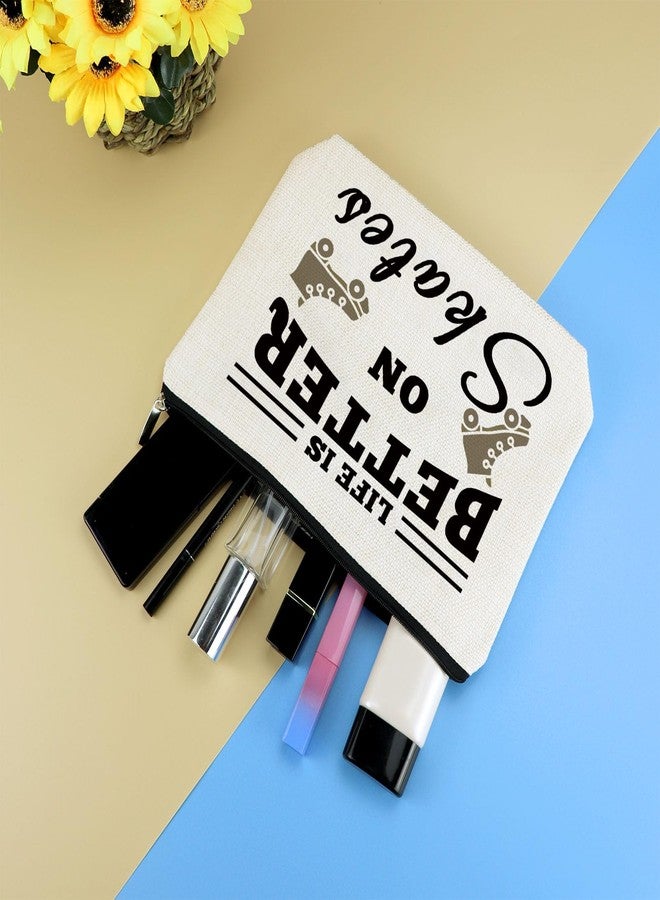 Mikela Roller Skater Gift Skates Makeup Bag Roller Skating Lover Gift for Girls Women Cosmetic Bag Skate Lover Gift Skating Team Gift Best Friend Daughter Birthday Christmas Gift Figure Skating Gift - Image 4