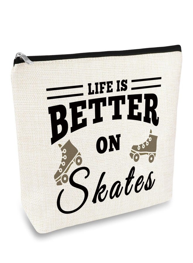 Mikela Roller Skater Gift Skates Makeup Bag Roller Skating Lover Gift for Girls Women Cosmetic Bag Skate Lover Gift Skating Team Gift Best Friend Daughter Birthday Christmas Gift Figure Skating Gift - Image 1