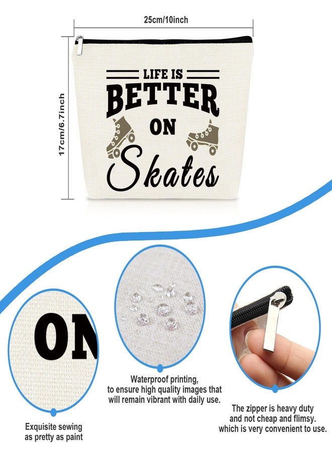 Mikela Roller Skater Gift Skates Makeup Bag Roller Skating Lover Gift for Girls Women Cosmetic Bag Skate Lover Gift Skating Team Gift Best Friend Daughter Birthday Christmas Gift Figure Skating Gift - Image 2