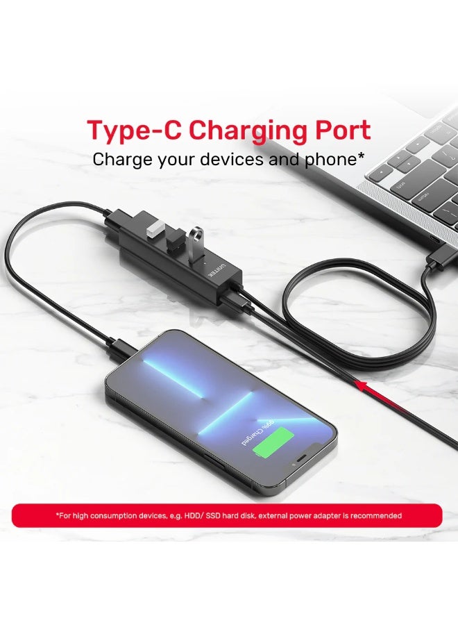UNITEK يونيتك Y-3089V01 محور USB 4 في 1 USB-A (4*USB-A 5Gbps) مع كابل بطول 1.2 متر، مع منفذ طاقة USB-C 5V. - Image 3