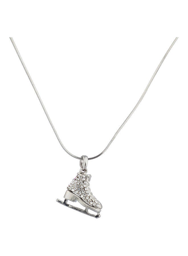 NIBEMINENT Two Sided Skating Pave Ice Skate Pendant Necklace Silver