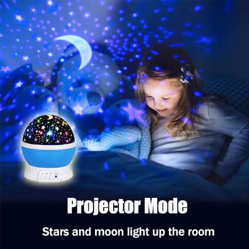 LOGROTATE Plastic Star Master Galaxy Night Projector Lamp 360° Rotating Led Starry Light with Moon, Ocean Wave & Astronaut Effects Battery Operated for Bedroom Décor Gift for All(Blue) - Image 4