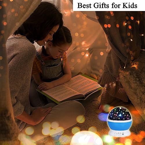 LOGROTATE Plastic Star Master Galaxy Night Projector Lamp 360° Rotating Led Starry Light with Moon, Ocean Wave & Astronaut Effects Battery Operated for Bedroom Décor Gift for All(Blue) - Image 5