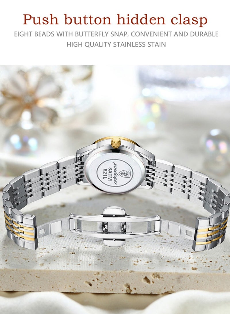POEDAGAR Women’s Analog Quartz Stainless Steel Watch - Image 2