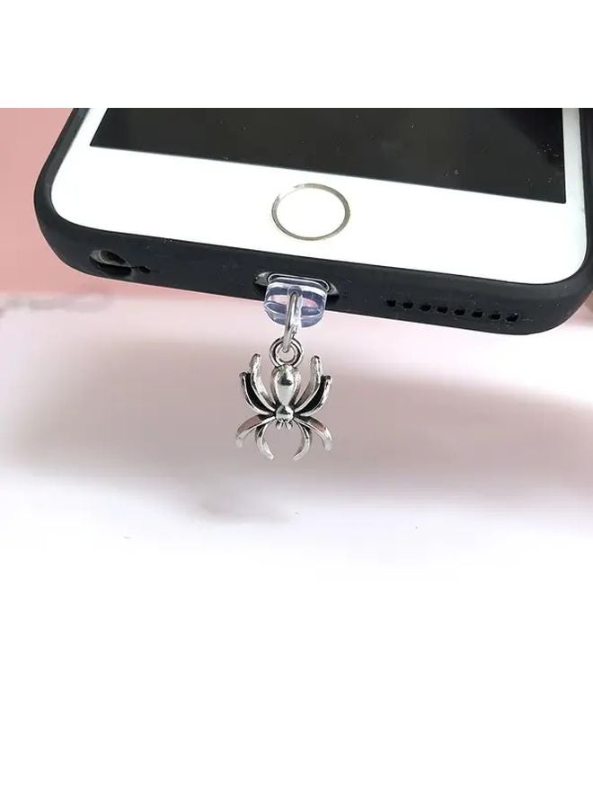 قابس غبار هاتف سبايدر من سبائك فضية عتيقة لهاتف iPhone 6 14 Pro Max هدية الهالوين - Image 2