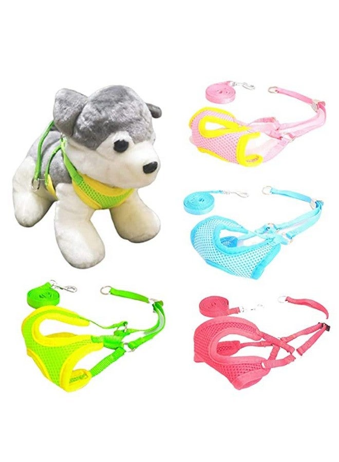 طقم حزام ومقود للحيوانات الأليفة - حزام شبكي ناعم قابل للتعديل ومريح للكلاب الصغيرة والجراء - أحمر - Image 2