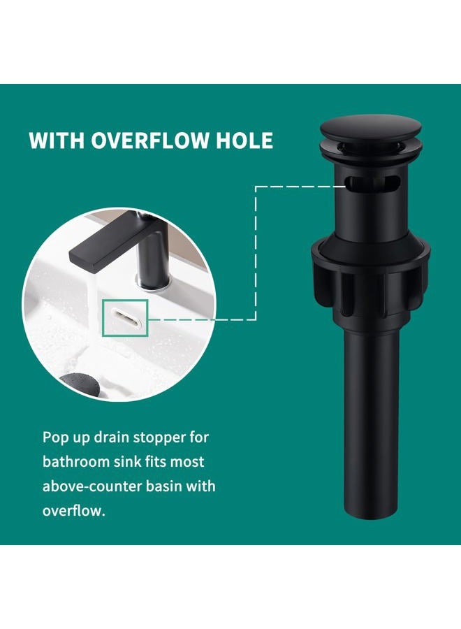 SevenGelok Black Bathroom Faucet Bathroom Sink Faucet【for 1 Hole or 3 Holes Sink】【SUS304 Stainless Steel】 Single Handle Faucet One Hole with Pop Up Drain with Overflow Modern Vanity Faucets, SF3P-BK - Image 2