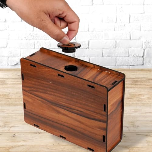 Noridy Wooden Modern Money/Piggy Bank for Kids & Adults Coin Box with Carved Design Savings Mini Bank Donation Box Smart Money Box Wooden Coin Box Bank with Numbers (RS 1 20 000) - Image 2