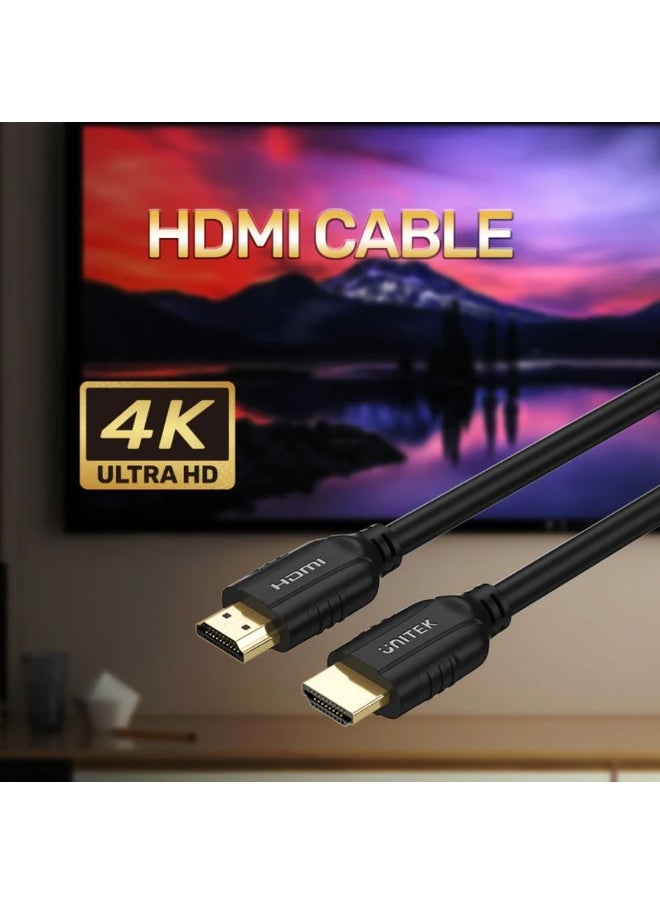 Unitek 4K HDMI Cable 15 Meters – High-Speed HDMI 2.0 Cable Supports 4K@60Hz Ultra HD Resolution, HDR, 18Gbps Bandwidth, Audio Return Channel, 3D, and HDCP 2.2 – Durable and Reliable HDMI Cable – Black
