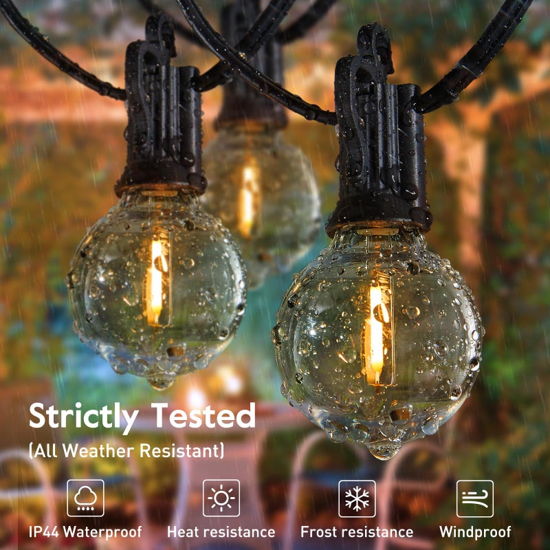 Brightown Outdoor String Lights - Waterproof Globe Patio Lights 30 Ft with 30 G40 Shatterproof LED Bulbs, Connectable Commercial Hanging Light for Backyard, Bistro, Porch, Cafe, Deck, Garden - Image 5