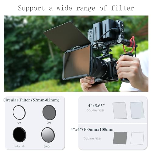 Fotga Mini Lightweight 4x4 4x5.65 Clamp-on Lens Matte Box for DSLR Mirrorless Camera A7 A7R A7S II III IV Z6 Z7 II R3 R5C GH6 BMPCC 4K 6K,Fits 52mm/55mm/58mm/62mm/67mm/72mm/77mm/82mm Lens & Filter - Image 4