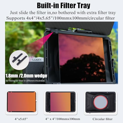 Fotga Mini Lightweight 4x4 4x5.65 Clamp-on Lens Matte Box for DSLR Mirrorless Camera A7 A7R A7S II III IV Z6 Z7 II R3 R5C GH6 BMPCC 4K 6K,Fits 52mm/55mm/58mm/62mm/67mm/72mm/77mm/82mm Lens & Filter - Image 5