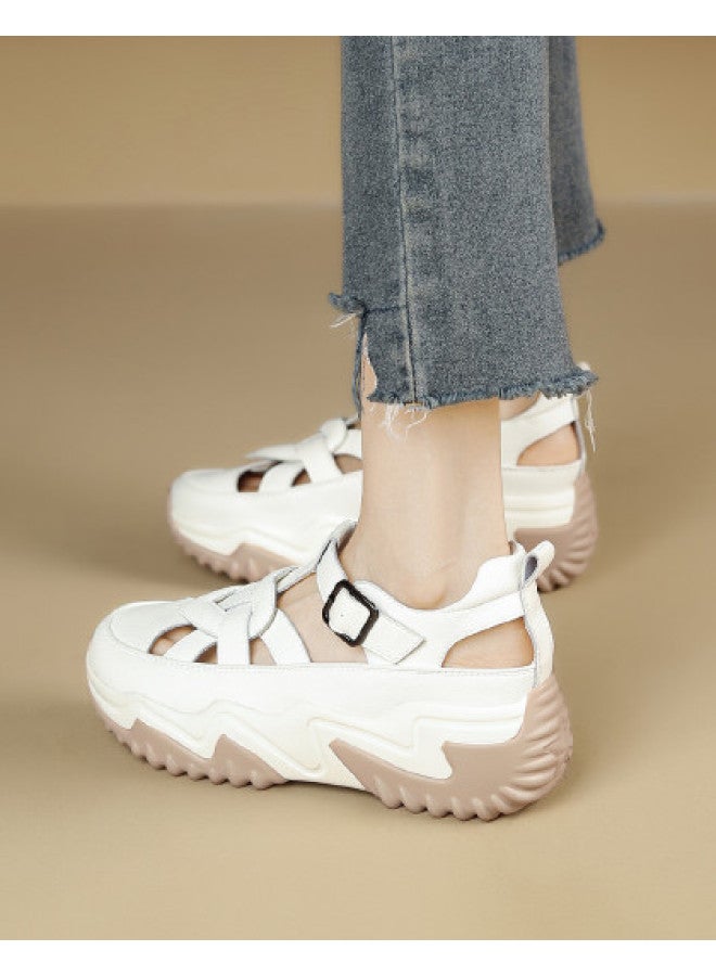 SAFIYA Saturday's 2025 Summer New Hollow Breathable Cage Shoes Platform Thick Sole Height Increasing Women's Sandals - Instantly Adds 6cm - Image 1