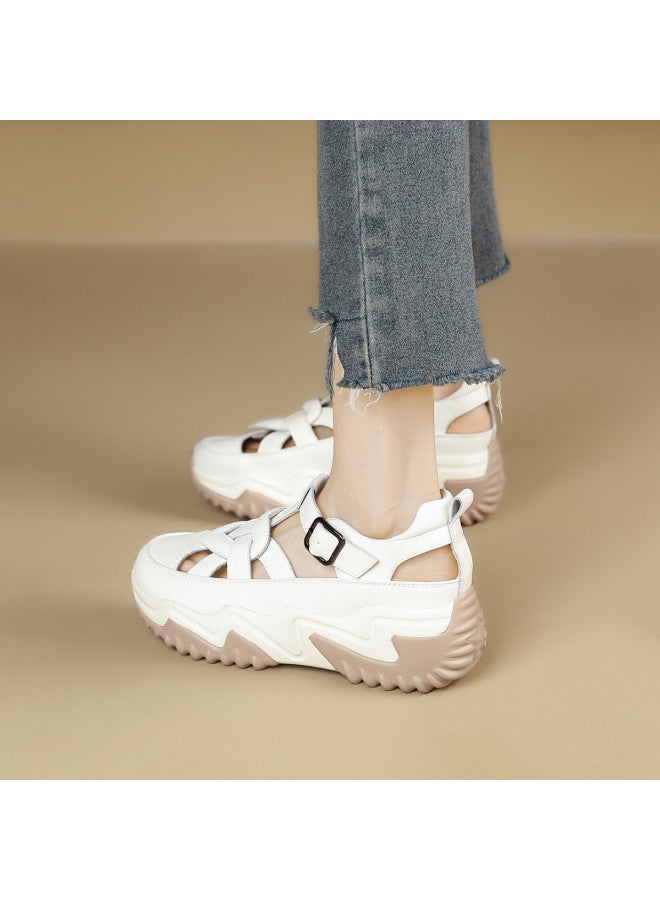 SAFIYA Saturday's 2025 Summer New Hollow Breathable Cage Shoes Platform Thick Sole Height Increasing Women's Sandals - Instantly Adds 6cm - Image 2