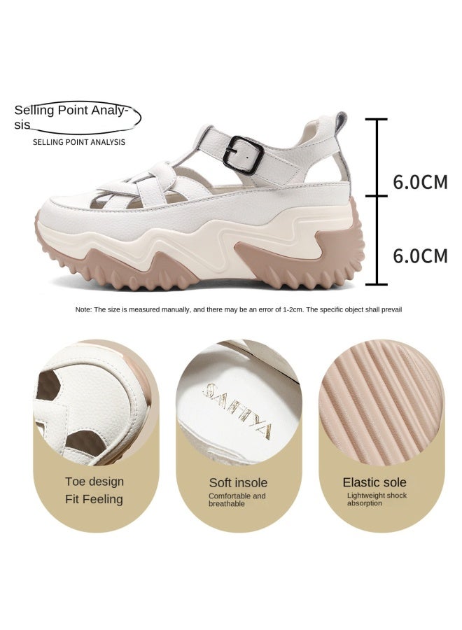 SAFIYA Saturday's 2025 Summer New Hollow Breathable Cage Shoes Platform Thick Sole Height Increasing Women's Sandals - Instantly Adds 6cm - Image 4