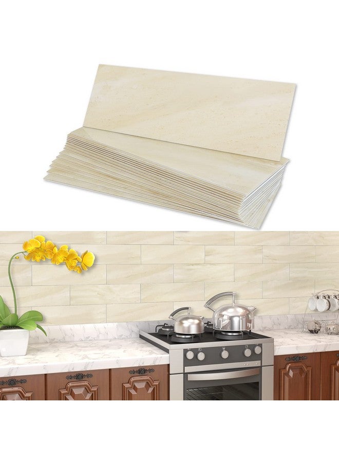 Benice BeNice Peel and Stick Backsplash for Kitchen Tile,Peel and Stick Tiles for Walls Tile Stickers Waterproof Marble Tile Backsplash 3.85"x11.73"(16Tiles) Beige Travertine  - Image 1