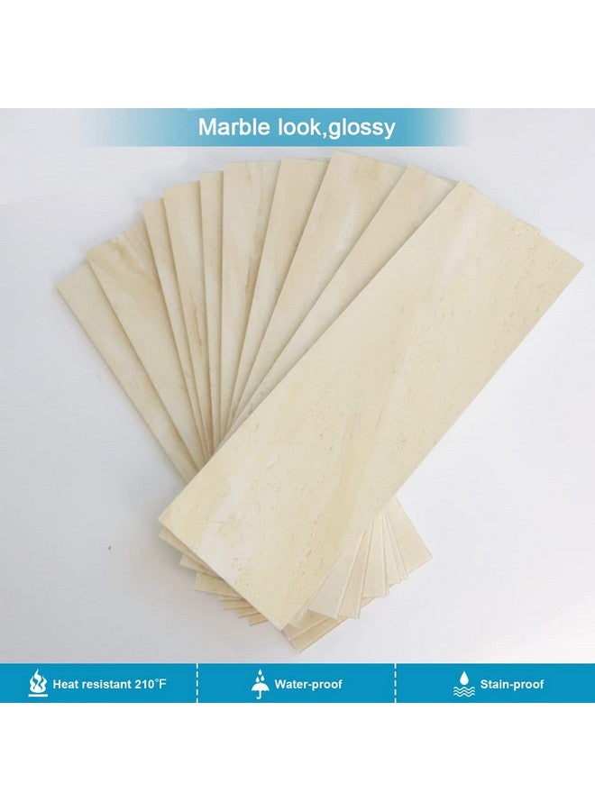Benice BeNice Peel and Stick Backsplash for Kitchen Tile,Peel and Stick Tiles for Walls Tile Stickers Waterproof Marble Tile Backsplash 3.85"x11.73"(16Tiles) Beige Travertine  - Image 2