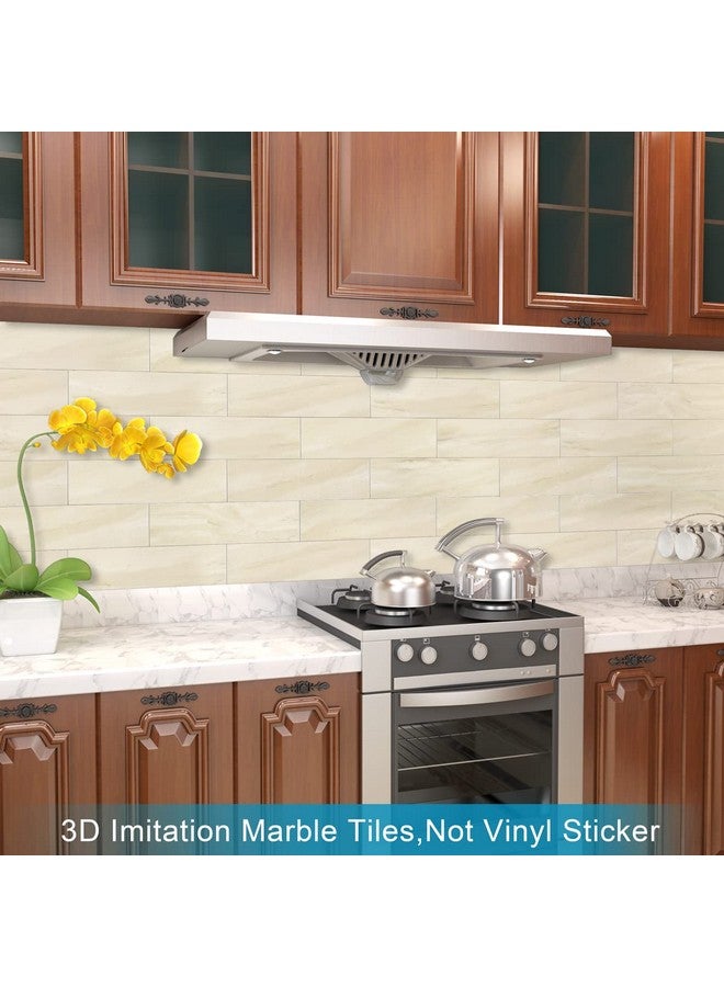 Benice BeNice Peel and Stick Backsplash for Kitchen Tile,Peel and Stick Tiles for Walls Tile Stickers Waterproof Marble Tile Backsplash 3.85"x11.73"(16Tiles) Beige Travertine  - Image 3