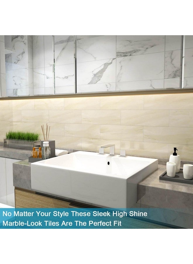 Benice BeNice Peel and Stick Backsplash for Kitchen Tile,Peel and Stick Tiles for Walls Tile Stickers Waterproof Marble Tile Backsplash 3.85"x11.73"(16Tiles) Beige Travertine  - Image 4