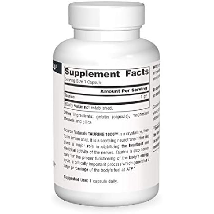Source Naturals Taurine 1000, 1000 mg - 60 Capsules - Image 3