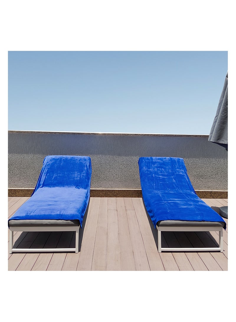 Fabienne 2-Pc Over-Sized Beach Towel 100x200cm Microfiber Extra Large Bath Sheet Pool Towel Yoga Towel Spa Towel Soft, High Absorption and Quick-Drying Blue  - Image 2