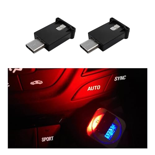 Sylvil 2 PCS USB Type C LED Ambient Light 8 Colors RGB Dynamic Gradient Brightness Interior Atmosphere Lamp Mini Adjustable Car Accessories Replace Lighting Parts for Home Laptop - Image 1