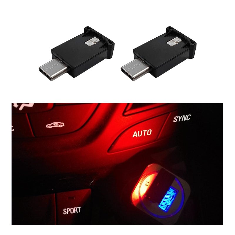 Sylvil 2 PCS USB Type C LED Ambient Light 8 Colors RGB Dynamic Gradient Brightness Interior Atmosphere Lamp Mini Adjustable Car Accessories Replace Lighting Parts for Home Laptop - Image 2