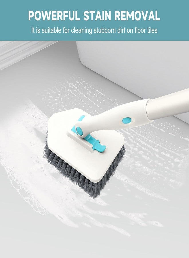 nacena Shower Scrubber with Long Handle, 3 in 1 Tile Tub Scrubber Brush with 3 Detachable Cleaning Heads Adjustable Handle Shower Cleaner Brush for Bathroom, Kitchen, Toilet, Wall, Sink, White - Image 4
