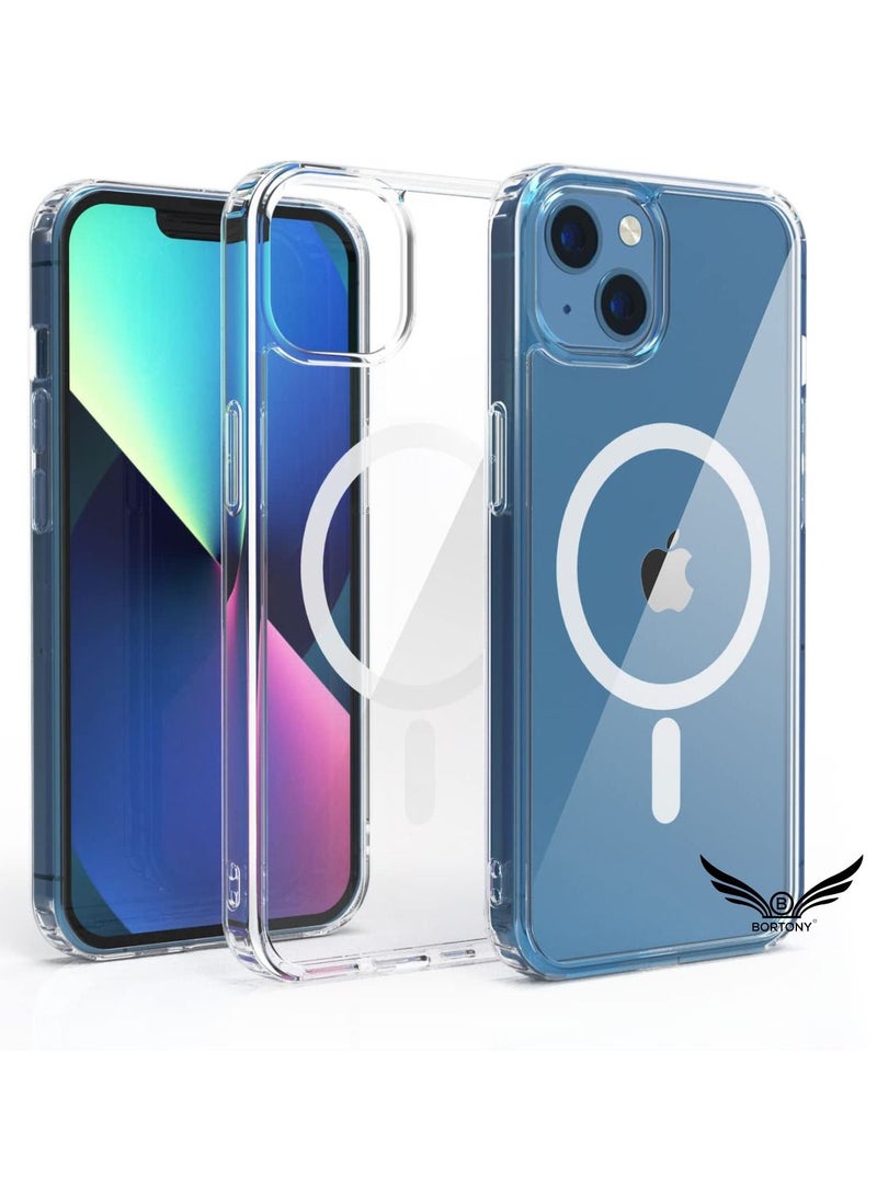 BORTONY - iPhone 14 Magsafe Case Clear with Shock Absorption Anti Scratch TPU Precise Cutouts Fit Crystal Magnetic Cover Design for Apple iPhone 14 6.1 inch in All Directions Transparent - Image 1