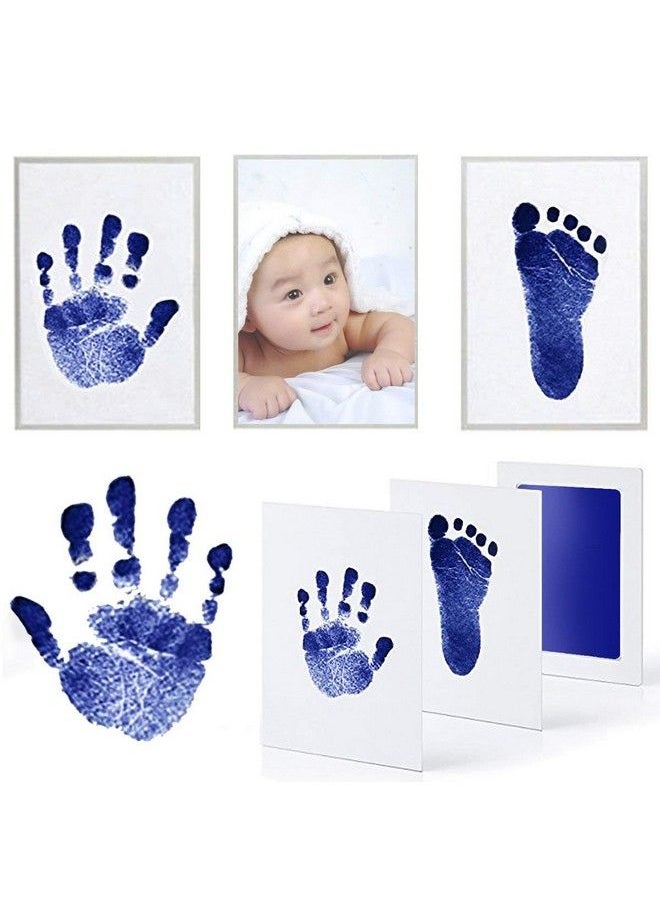 Grab Classy - Safe Inkless Baby Handprint And Baby Footprint Ink Pad With Imprint Cards 100% Non Toxic & Mess Free Safe For Newborn Baby And Toddlers (Dark Blue 6 12 Months) - Image 1