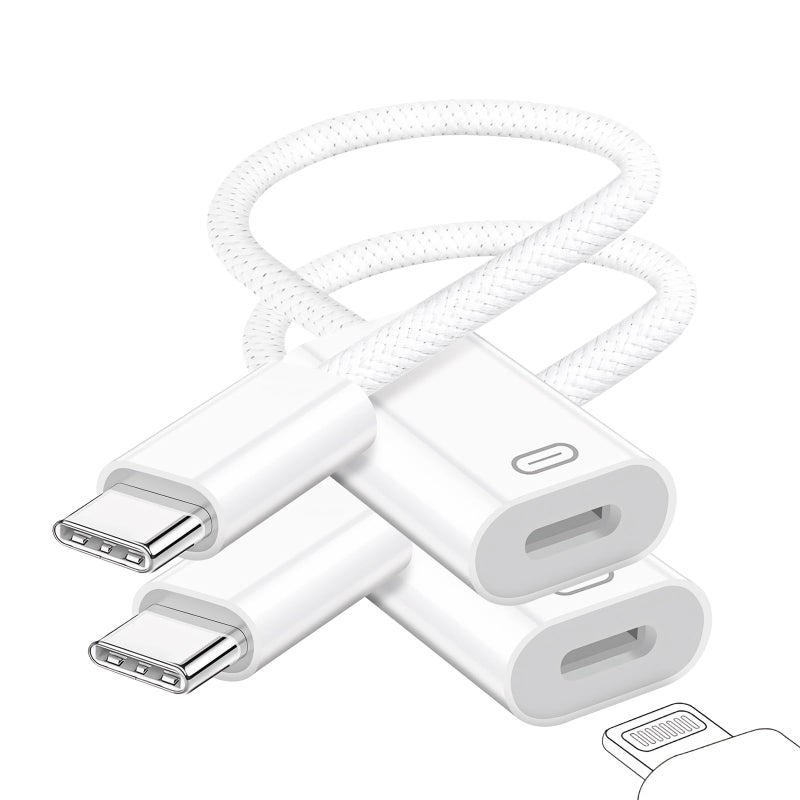 GetsISKON USB C to Lightning Headphone Audio Adapter, Type C Male to Female Lightning Earphone Converter with Charge/Data Transfer, Compatible with iPhone 16/15 Plus/Pro/Max, iPad Pro/Air 6/5/4, MacBookï¼ˆ2 Packï¼‰ - Image 1