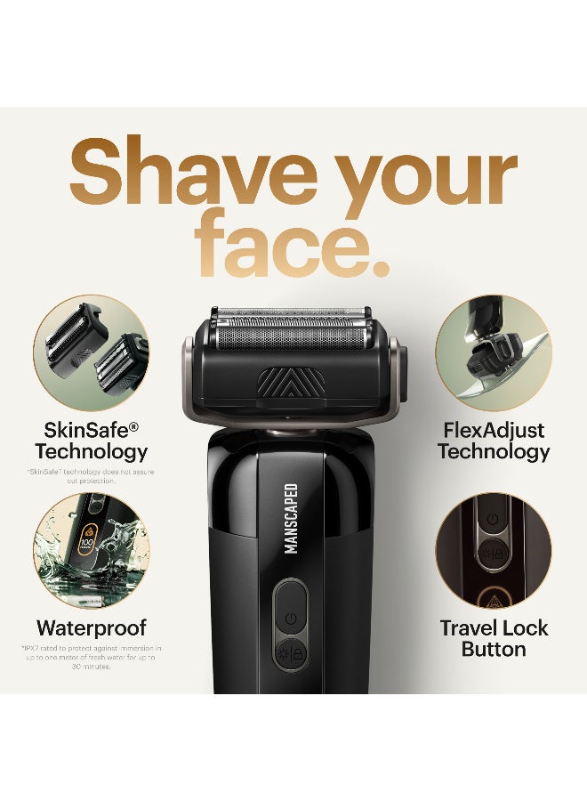 Manscaped The Chairman PRO Men’s Electric Foil Face Shaver - Two Interchangeable Blade Heads, SkinSafe Four-Blade Foil & Stubble Trimmer, USB-C Wireless Compatible Charging, Gentle on Neck - Image 2