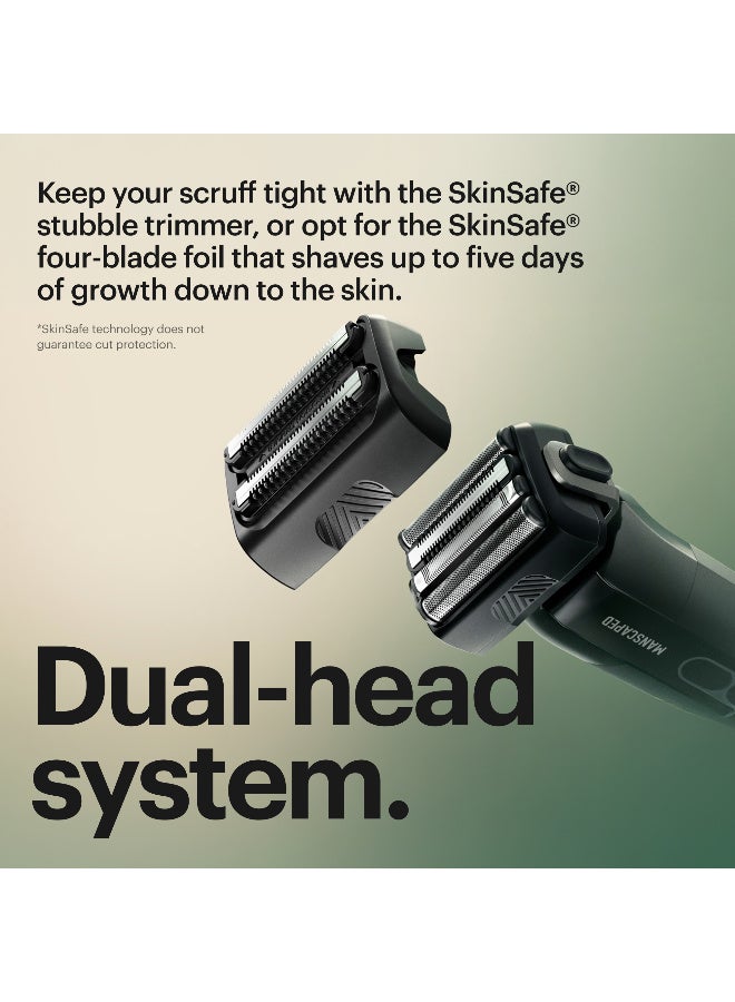 Manscaped The Chairman PRO Men’s Electric Foil Face Shaver - Two Interchangeable Blade Heads, SkinSafe Four-Blade Foil & Stubble Trimmer, USB-C Wireless Compatible Charging, Gentle on Neck - Image 5